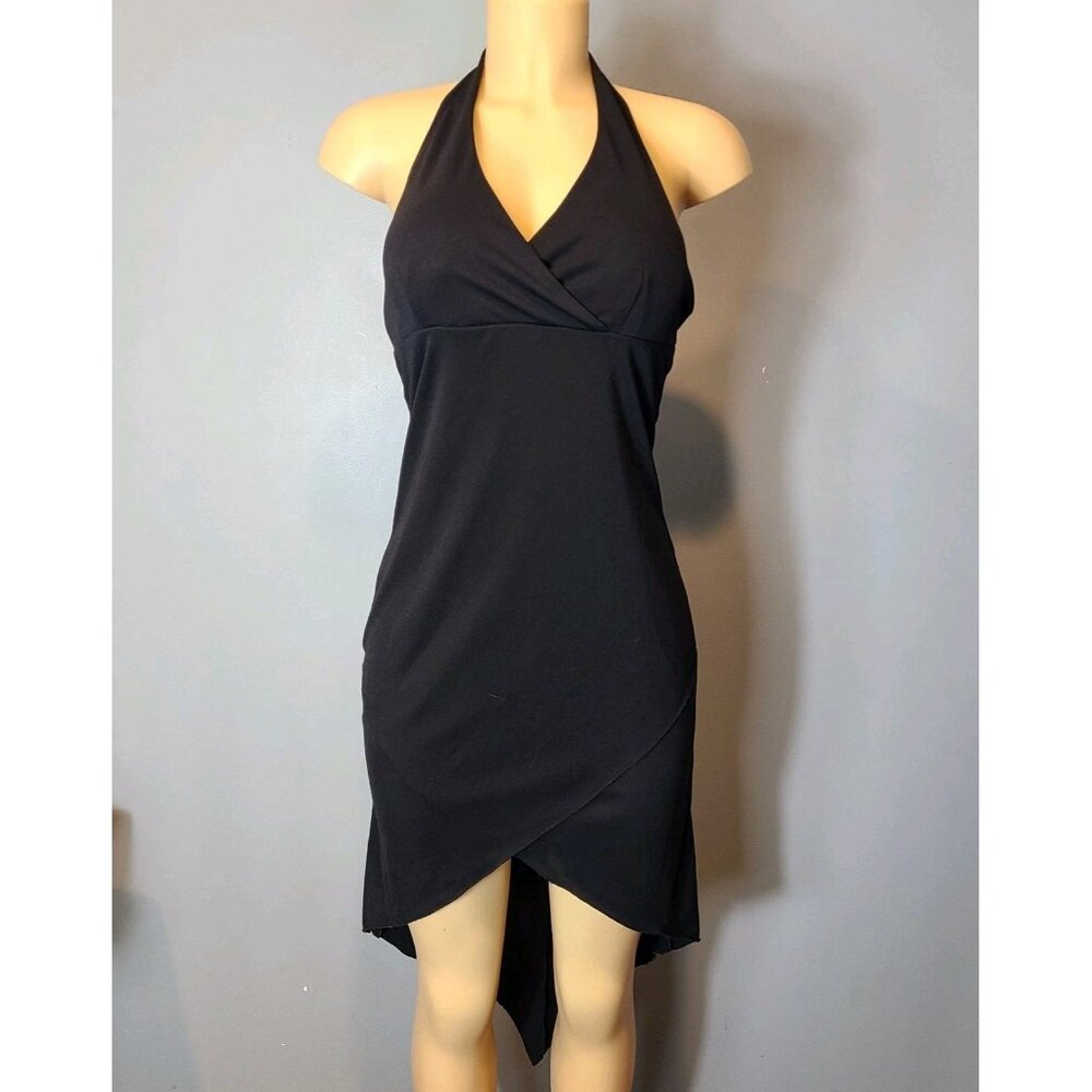 Vintage Y2K Charlotte Russe Dark Romantic‎ Asymmetrical Halter Dress Sz Small